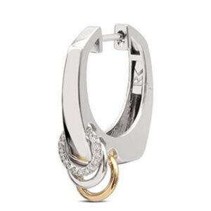 RAINBOW K !!!! SINGLE HOOP EARRING !!!! NANO GRACE PIERCING 14 K WHITE GOLD